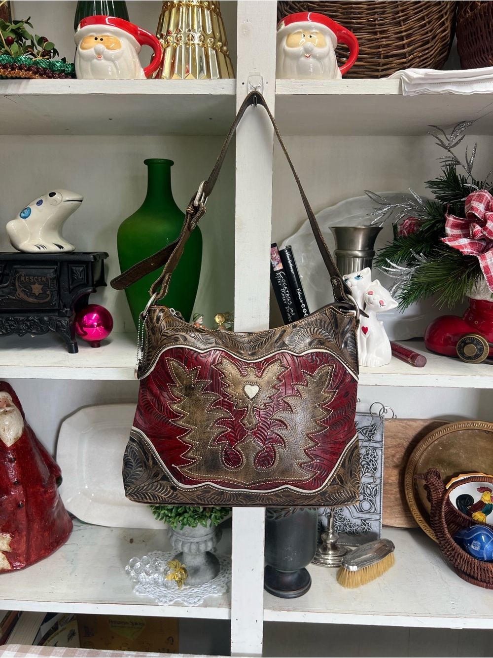 American west leather purse western red brown cowgirl shoulder bag